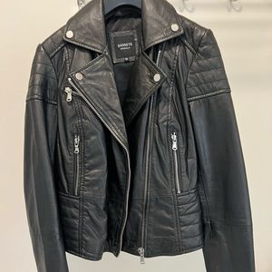 Barney’s Black Leather Moto Jacket NWOT Size 6 US